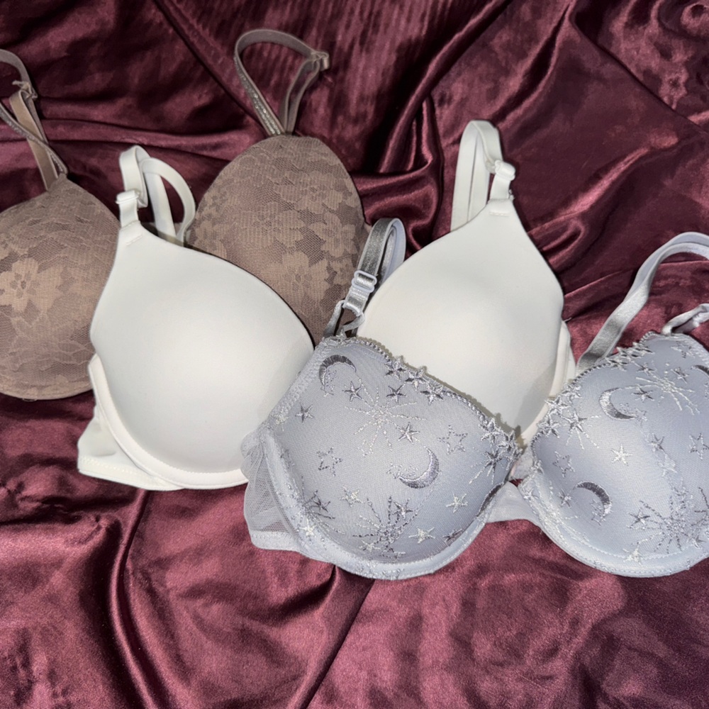 Victoria's Secret White, Light brown and Celestial Bra Set